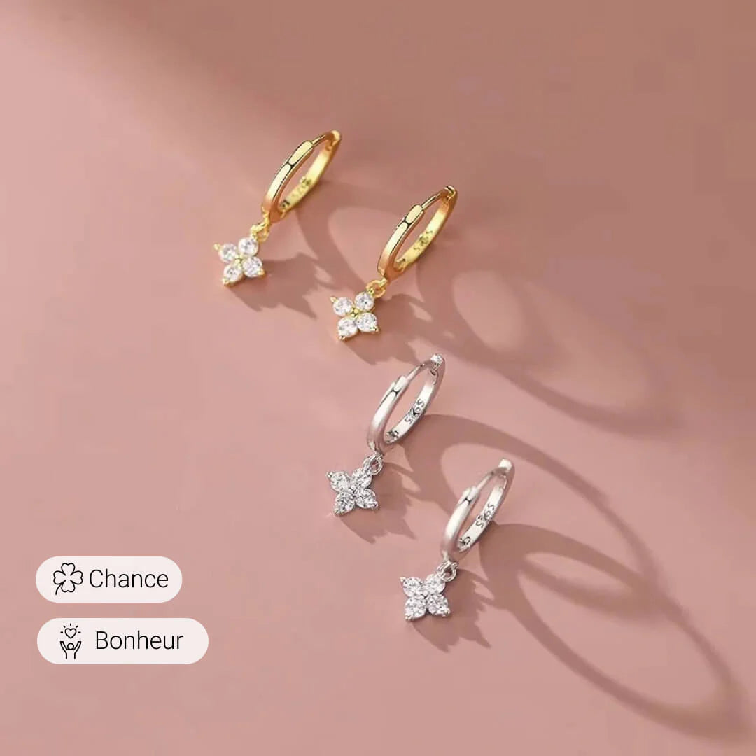 Boucles d'Oreilles "Trèfle Solaire" en Argent