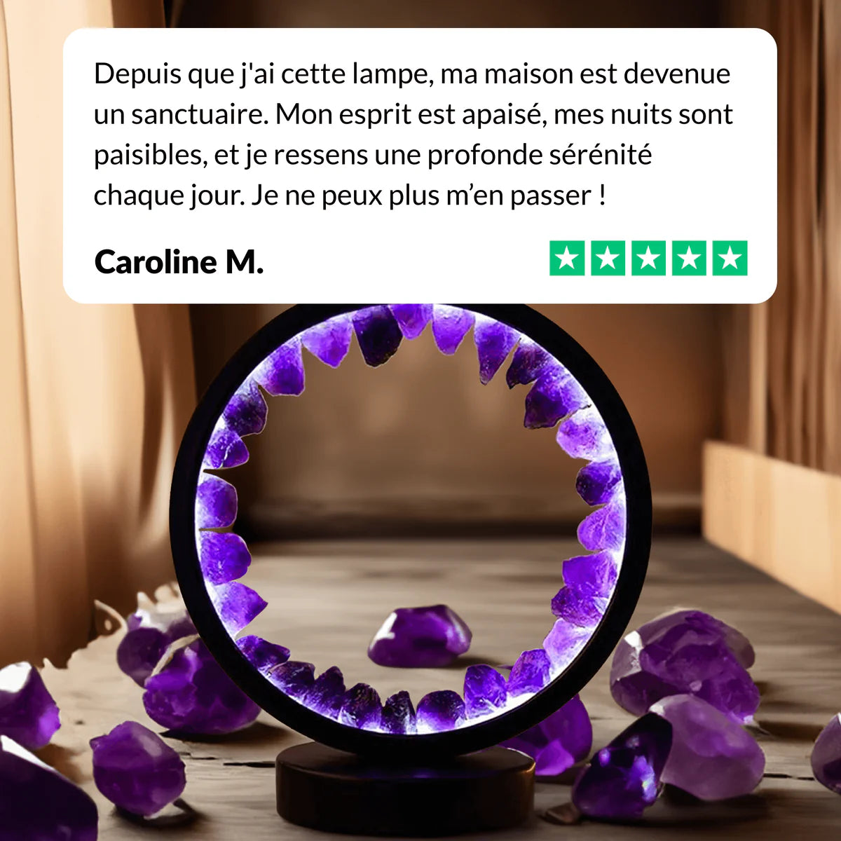 Lampe en Améthyste - Boucle de Lumière