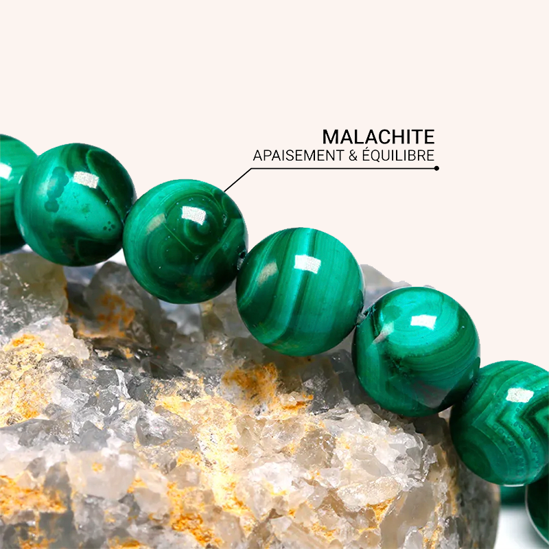 Bracelet "Spirales de Purification" en Malachite