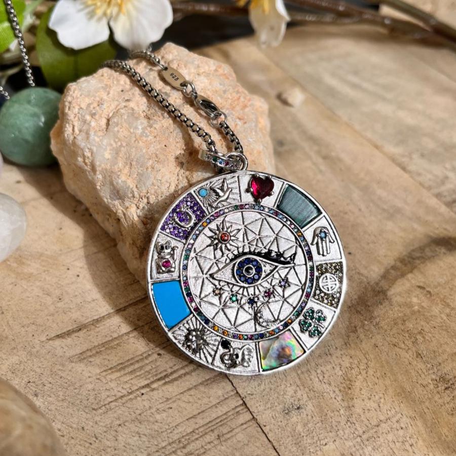 Collier Pendentif "Oeil d'Horus" en Argent - Amulette Porte-Bonheur