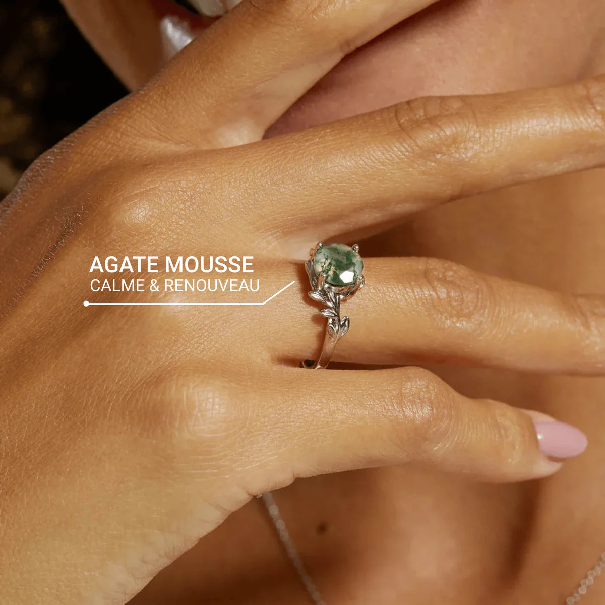 Bague en Agate Mousse & Argent - Conscience Végétale