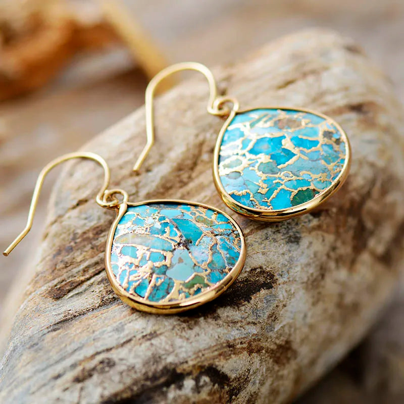 Boucles d'Oreilles "Goutte d'Eau" en Turquoise