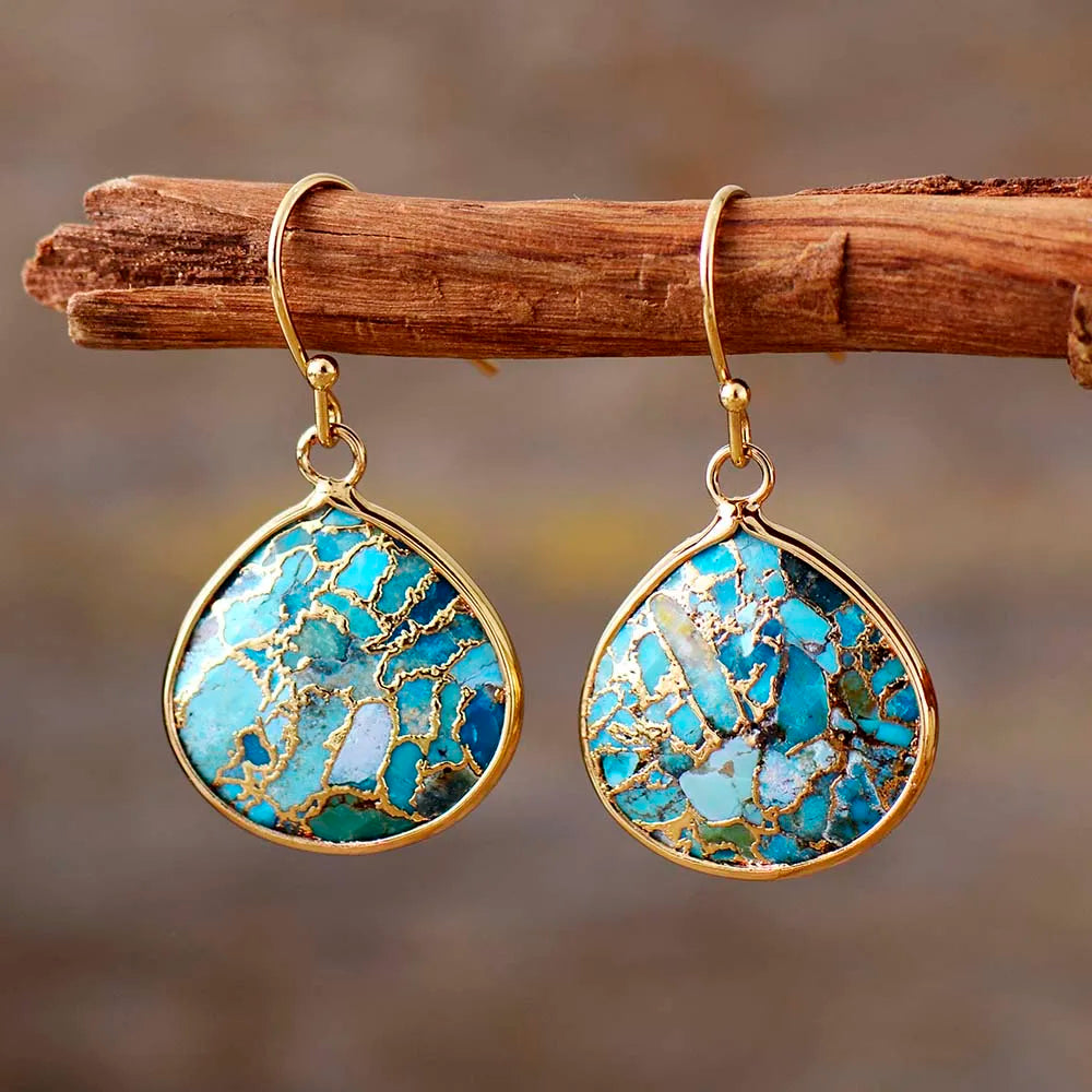 Boucles d'Oreilles "Goutte d'Eau" en Turquoise