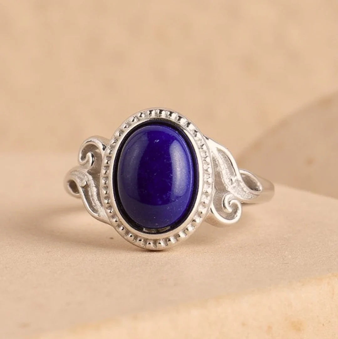 Bague Ajustable "Ovaline de Klein" en Lapis Lazuli