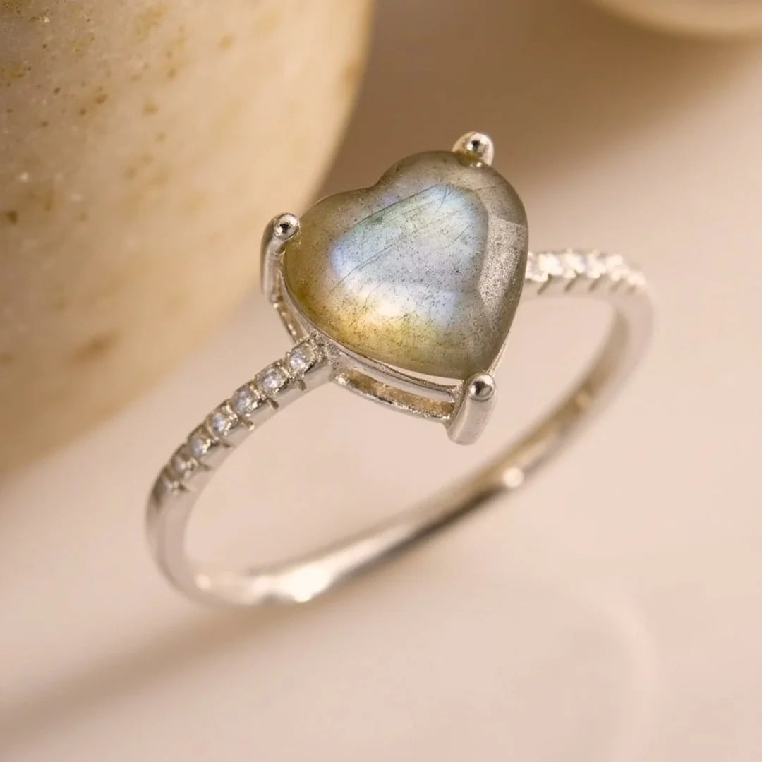 Bague "Cœur Astral" en Labradorite & Argent