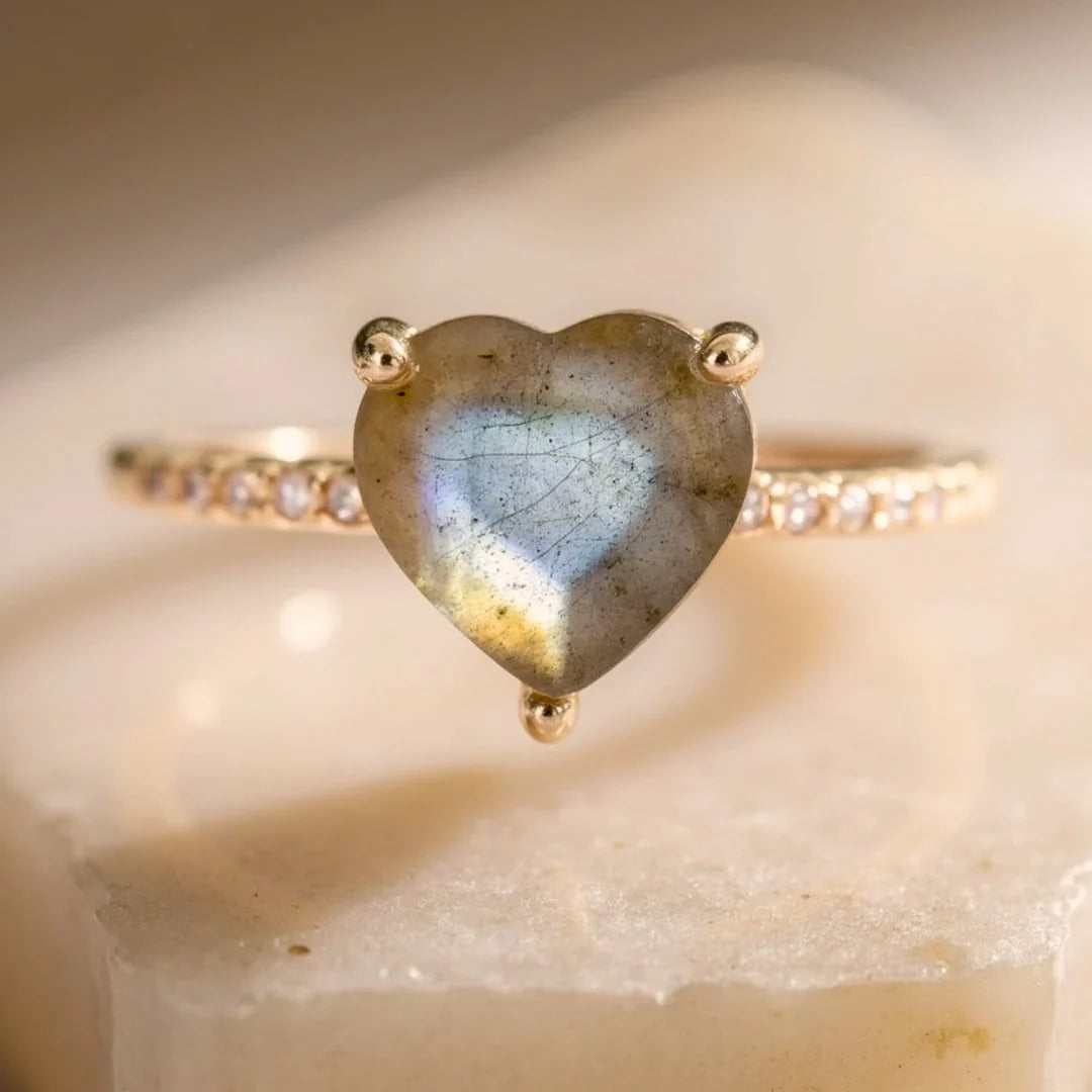 Bague "Cœur Astral" en Labradorite & Argent