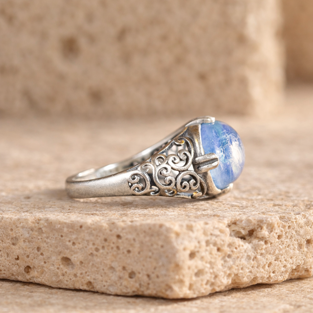 Bague Ajustable en Aigue-Marine - Expression Limpide