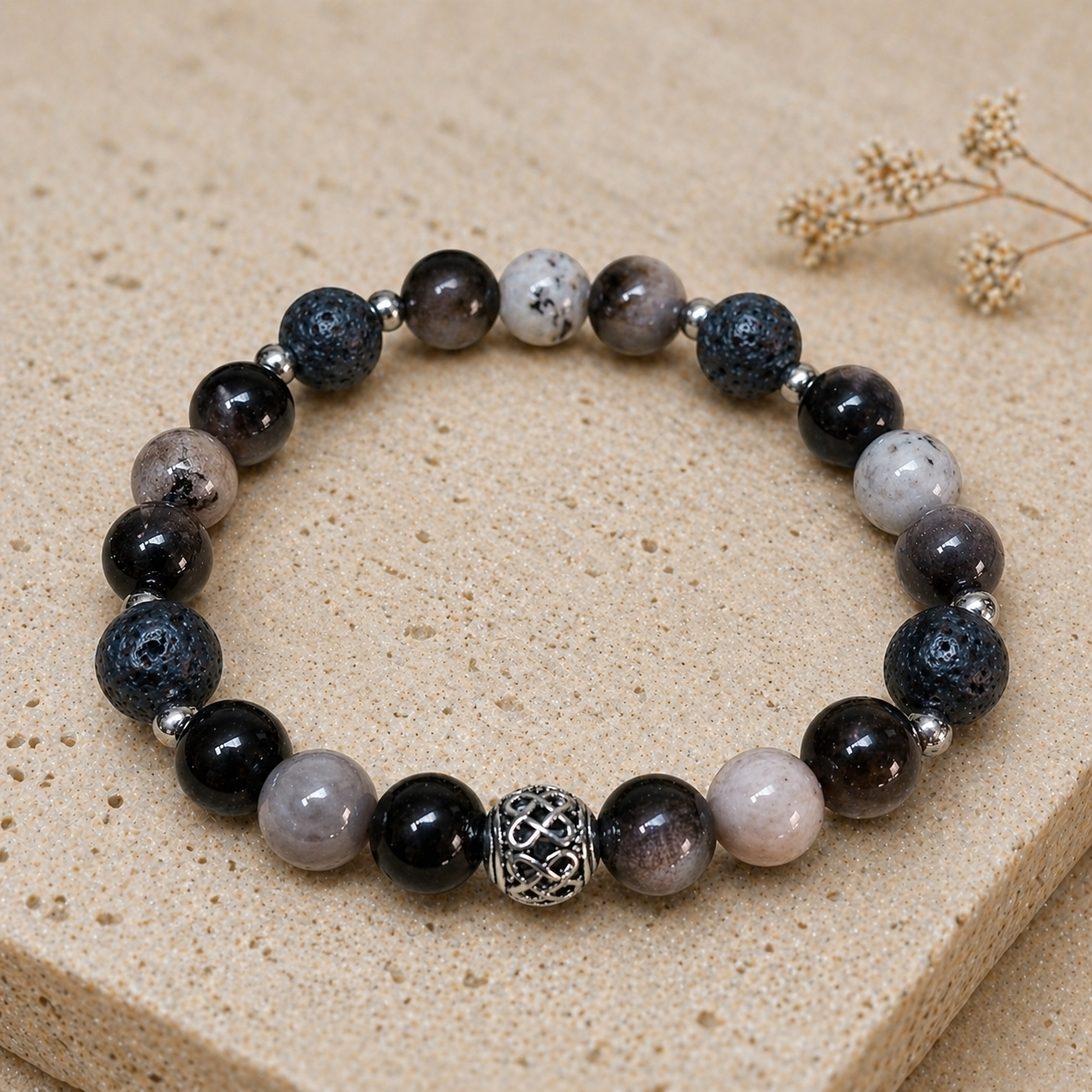 Bracelet Prestige en Agate, Obsidienne & Pierre de Lave - Cercle Vertueux