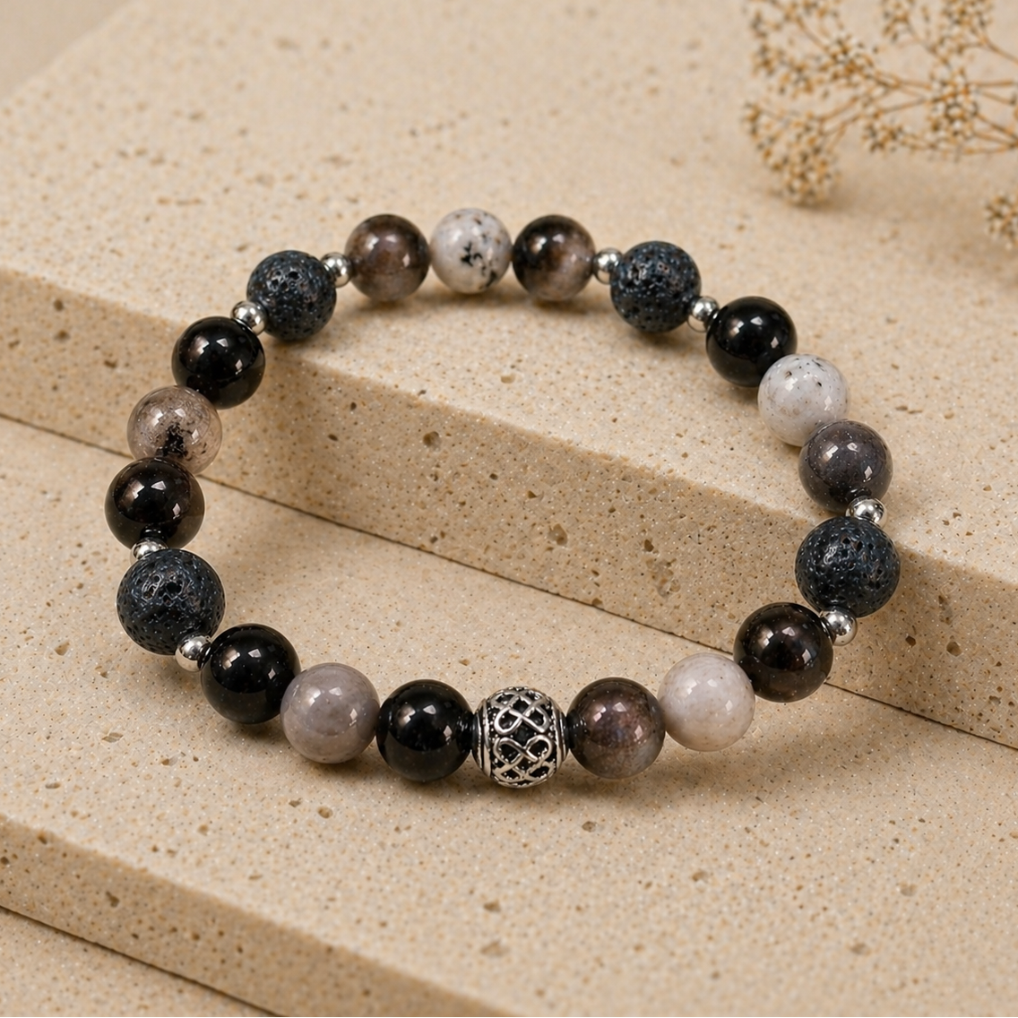 Bracelet Prestige en Agate, Obsidienne & Pierre de Lave - Cercle Vertueux