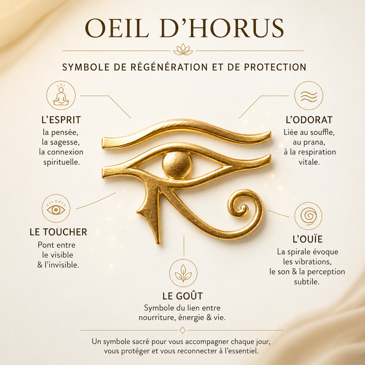 Collier Oeil d’Horus Doré - Bouclier Énergétique