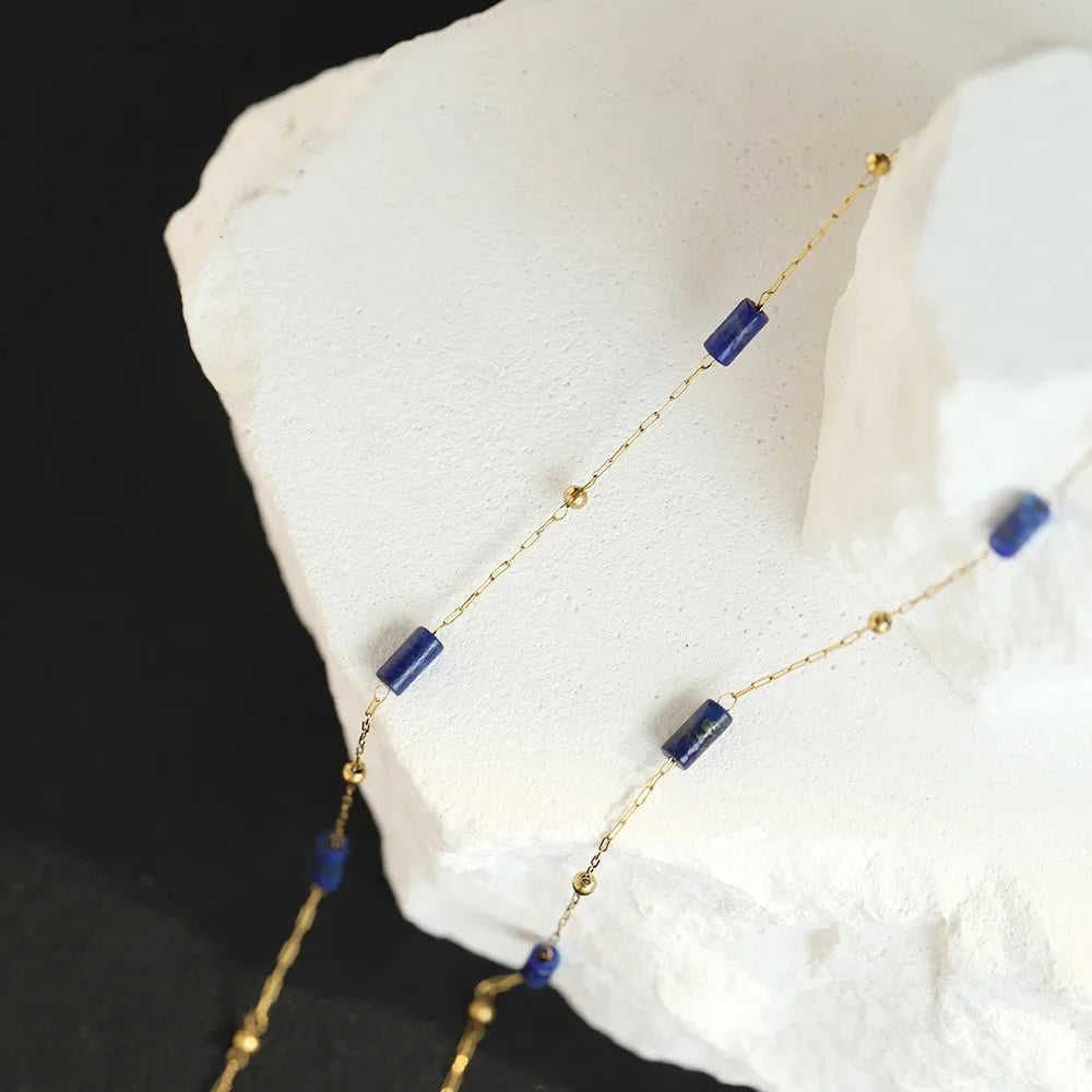 Ensemble Colliers "Finesse Azuréenne" en Lapis Lazuli