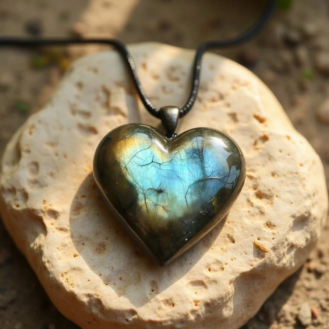 Collier Pendentif "Coeur de Lumière" en Labradorite