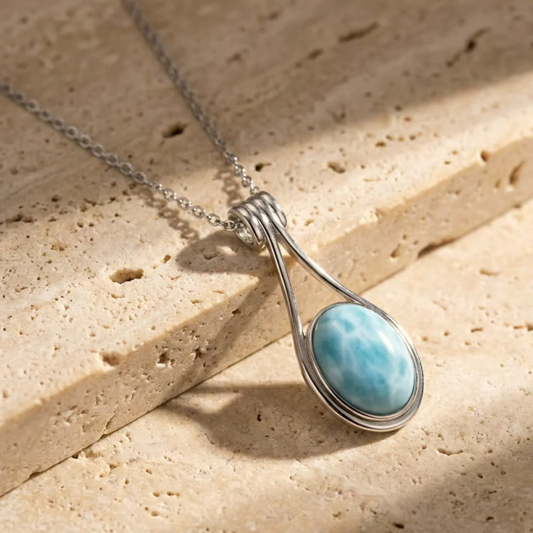 Pendentif en Larimar et Argent - Reflet de Quiétude