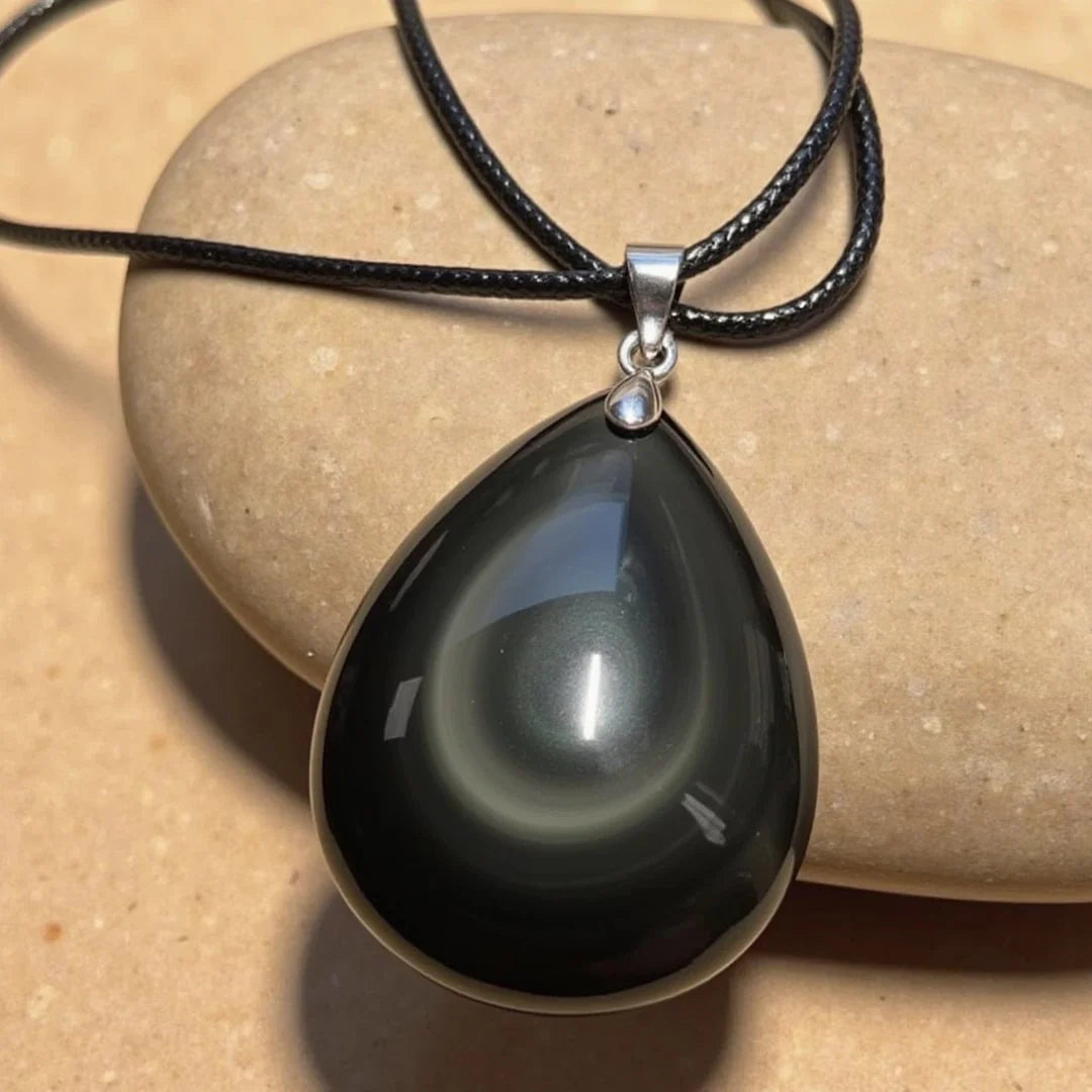 Collier Pendentif "Oracle Macassar" en Obsidienne Oeil Céleste