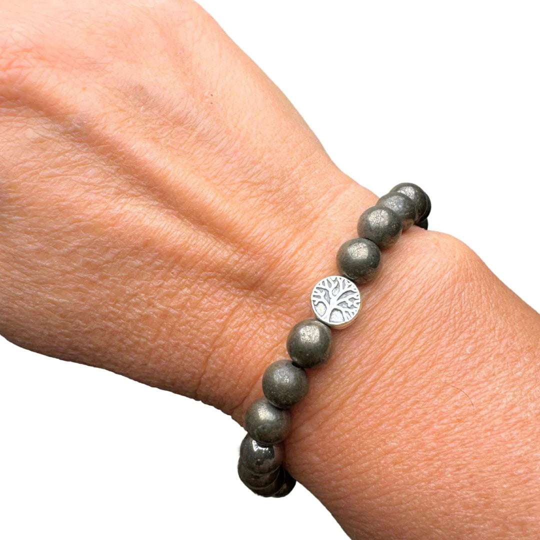 Bracelet en perles rondes de Pyrite - Lumière d’Opulence