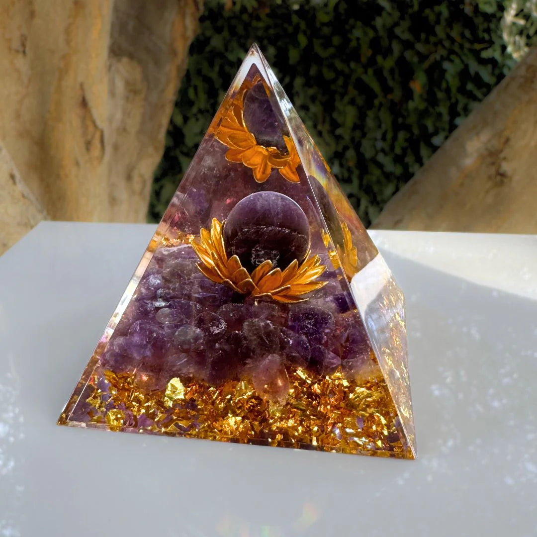 Orgonite en Améthyste - Lotus Divin