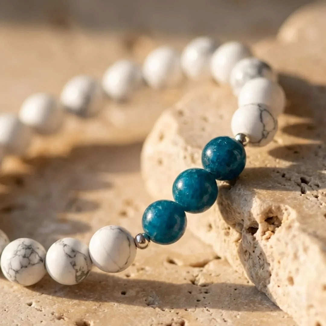 Bracelet en Howlite & Apatite - Silhouette Zen