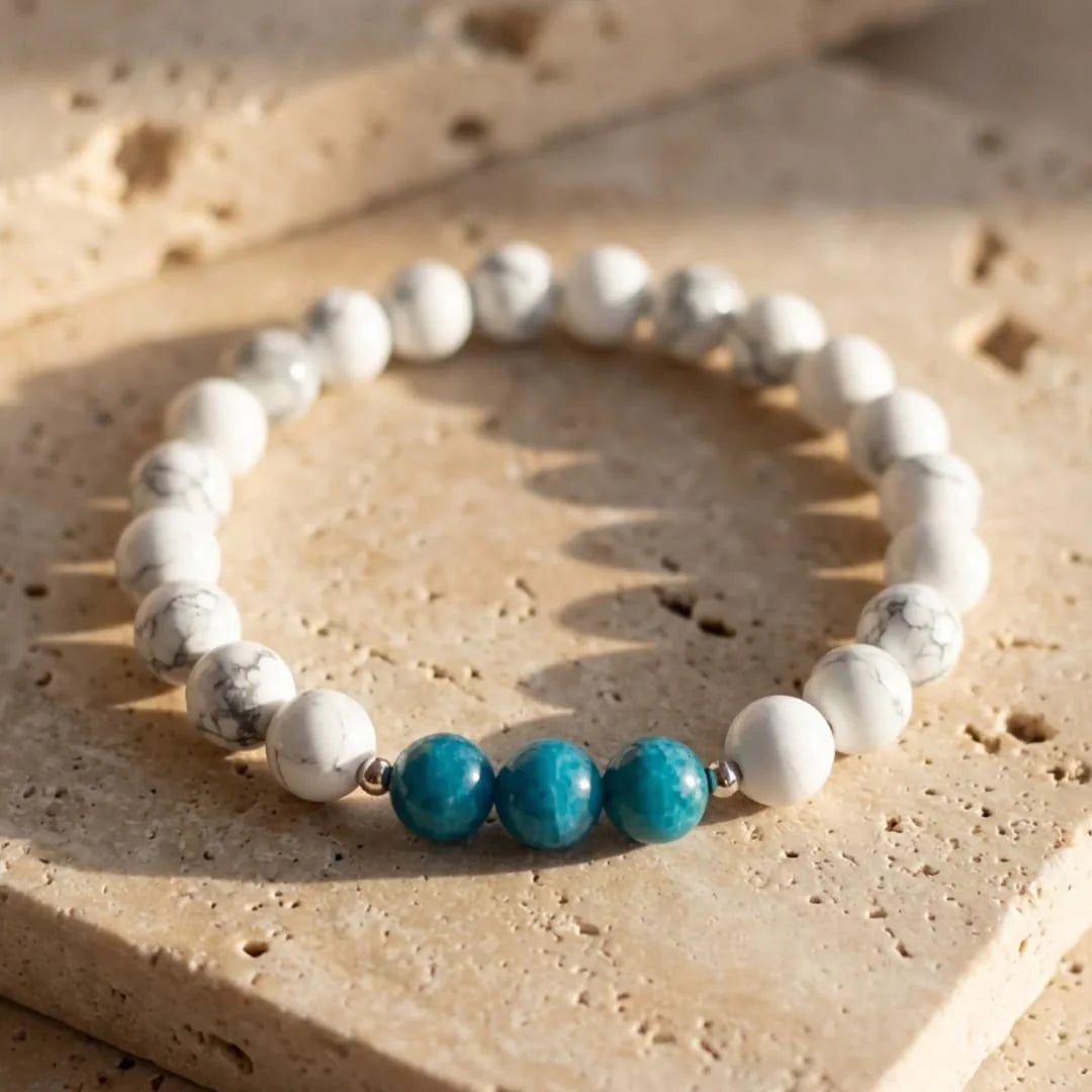 Bracelet en Howlite & Apatite - Silhouette Zen