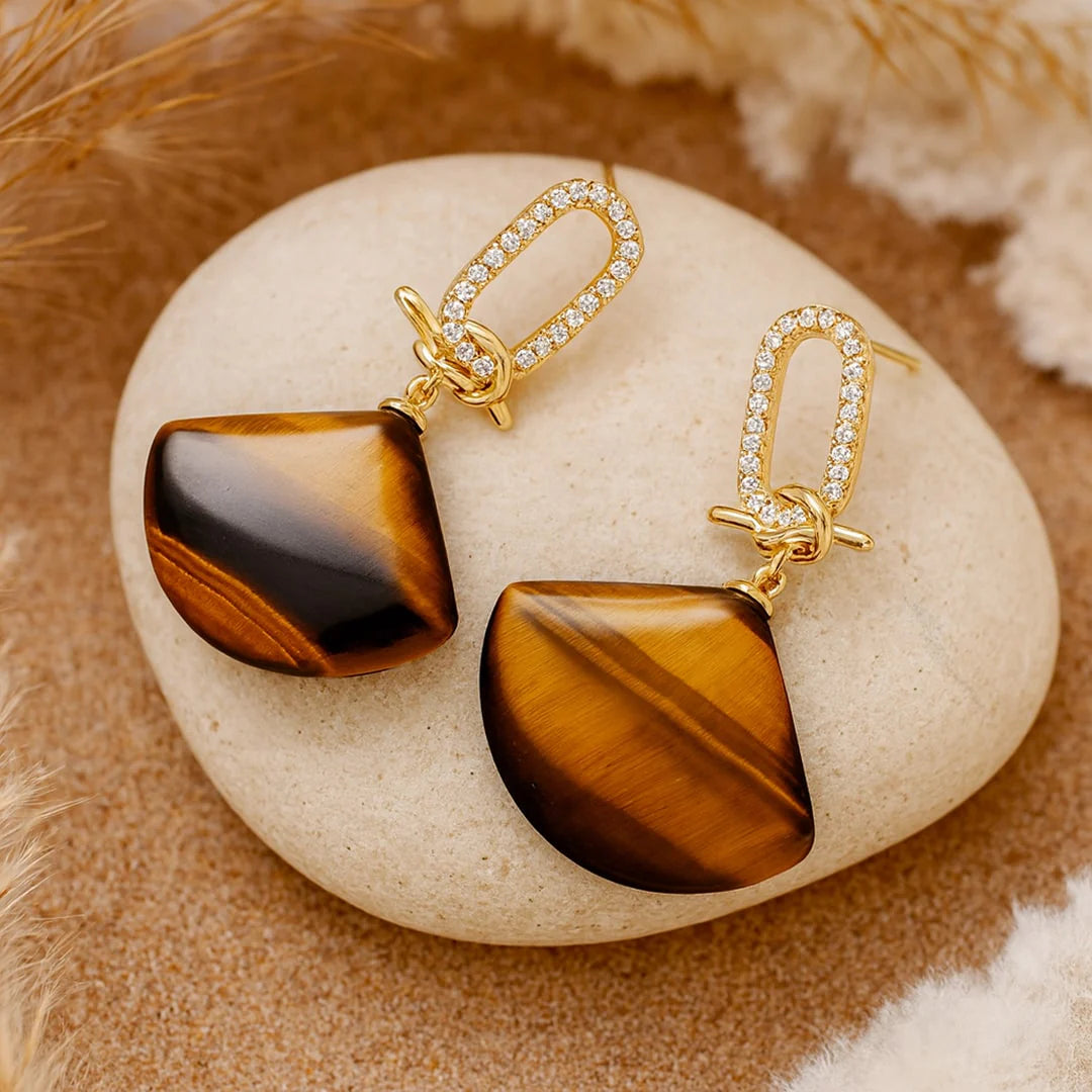 Boucles d'Oreilles Pendantes en Pierres Naturelles - Stabilité Intérieure