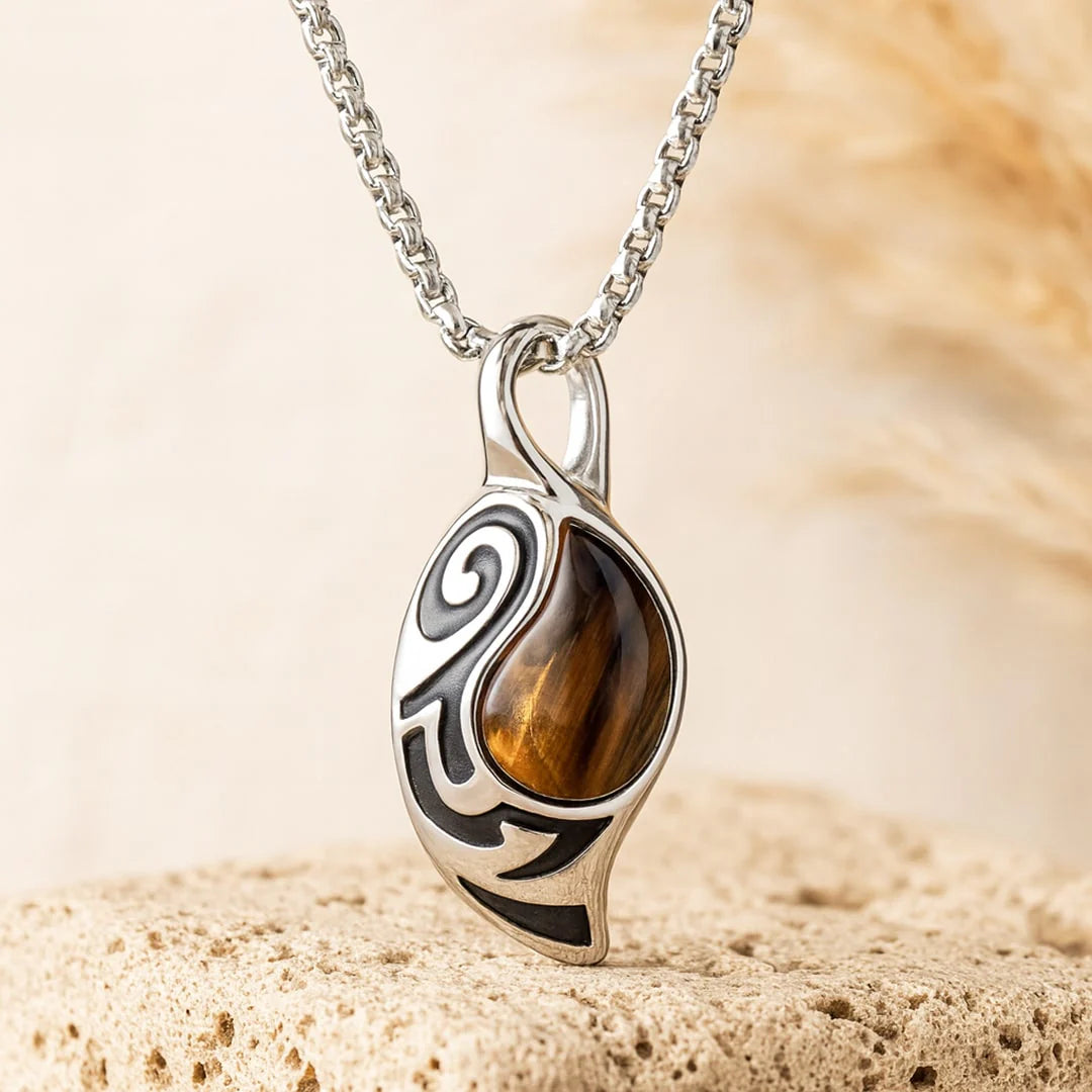 Pendentif en Oeil de Tigre - Amulette Tribale