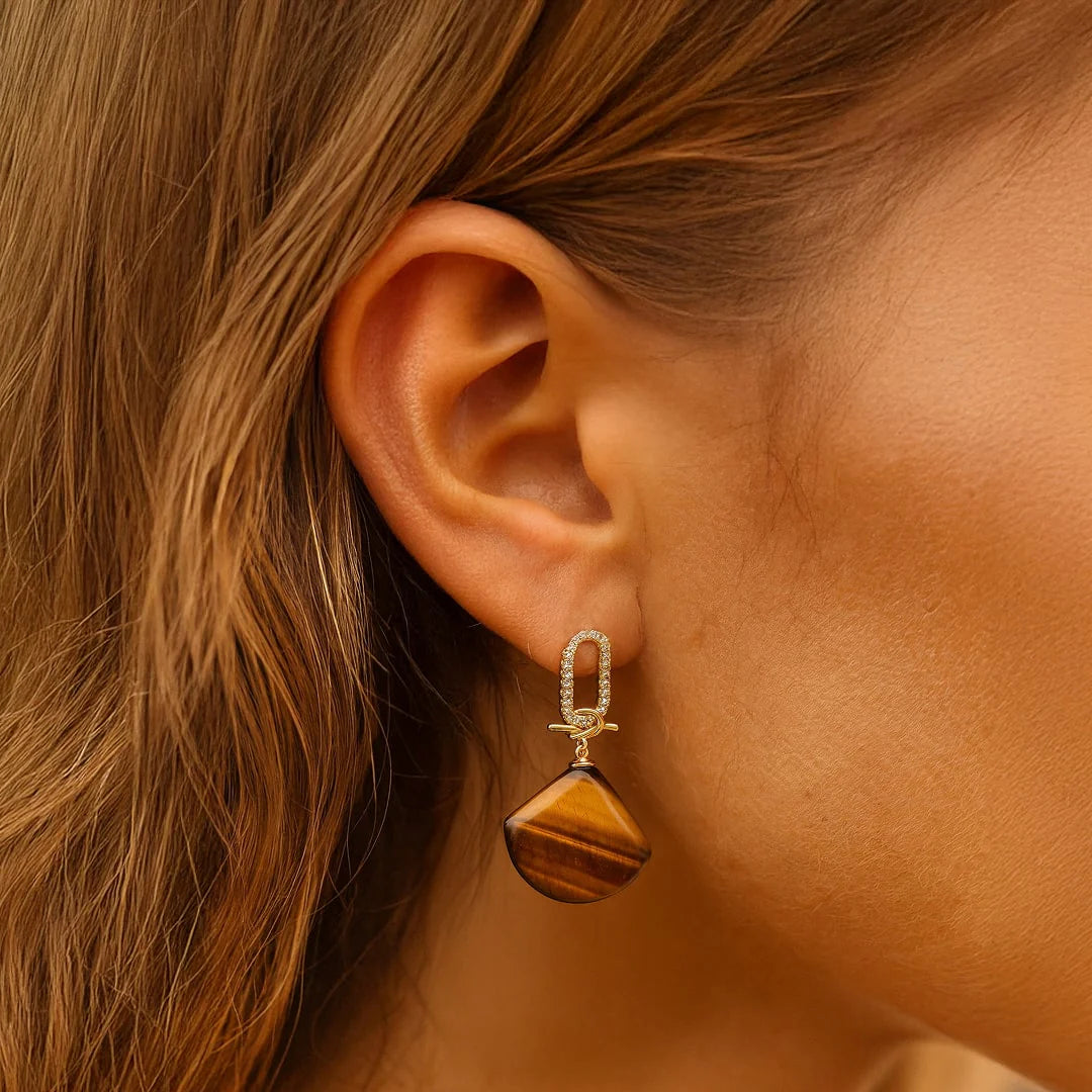 Boucles d'Oreilles Pendantes en Pierres Naturelles - Stabilité Intérieure