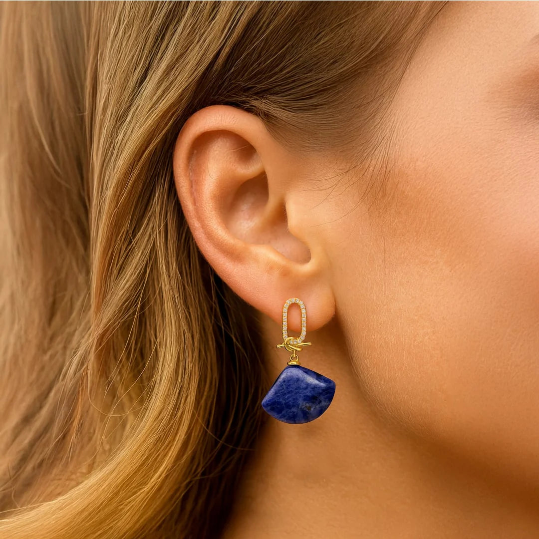 Boucles d'Oreilles Pendantes en Pierres Naturelles - Stabilité Intérieure