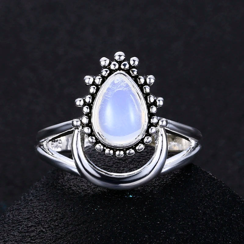 Bague "Lune des Sens" en Pierre de Lune & Argent