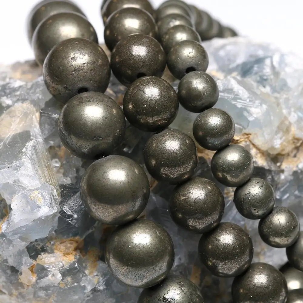 Bracelet en perles rondes de Pyrite - Lumière d’Opulence