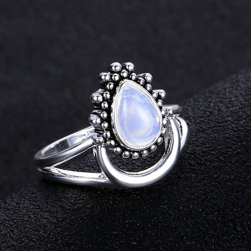 Bague "Lune des Sens" en Pierre de Lune & Argent