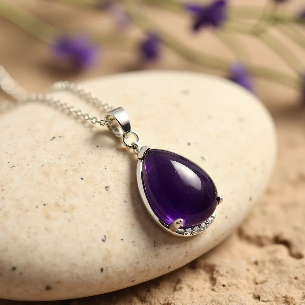Collier Pendentif "Eclat d'Iris" en Améthyste