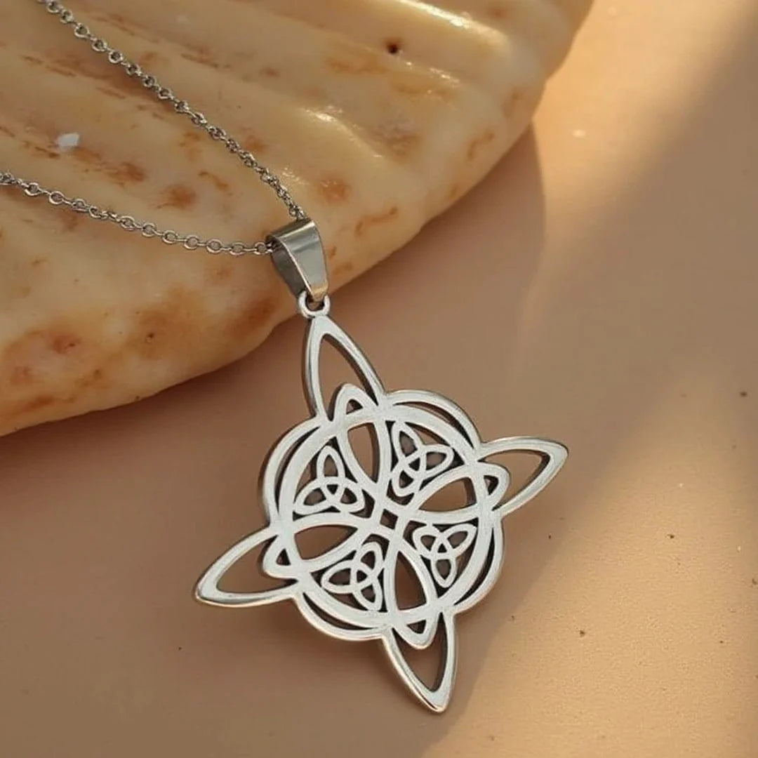 Collier Pendentif "Protection Sacrée" en Nœud de Sorcière