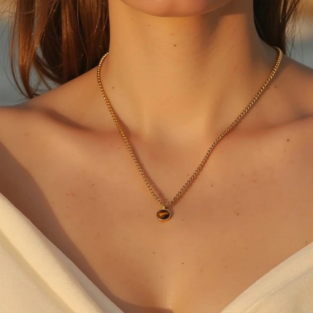 Collier pendentif en Œil de Tigre - Chance & Confiance