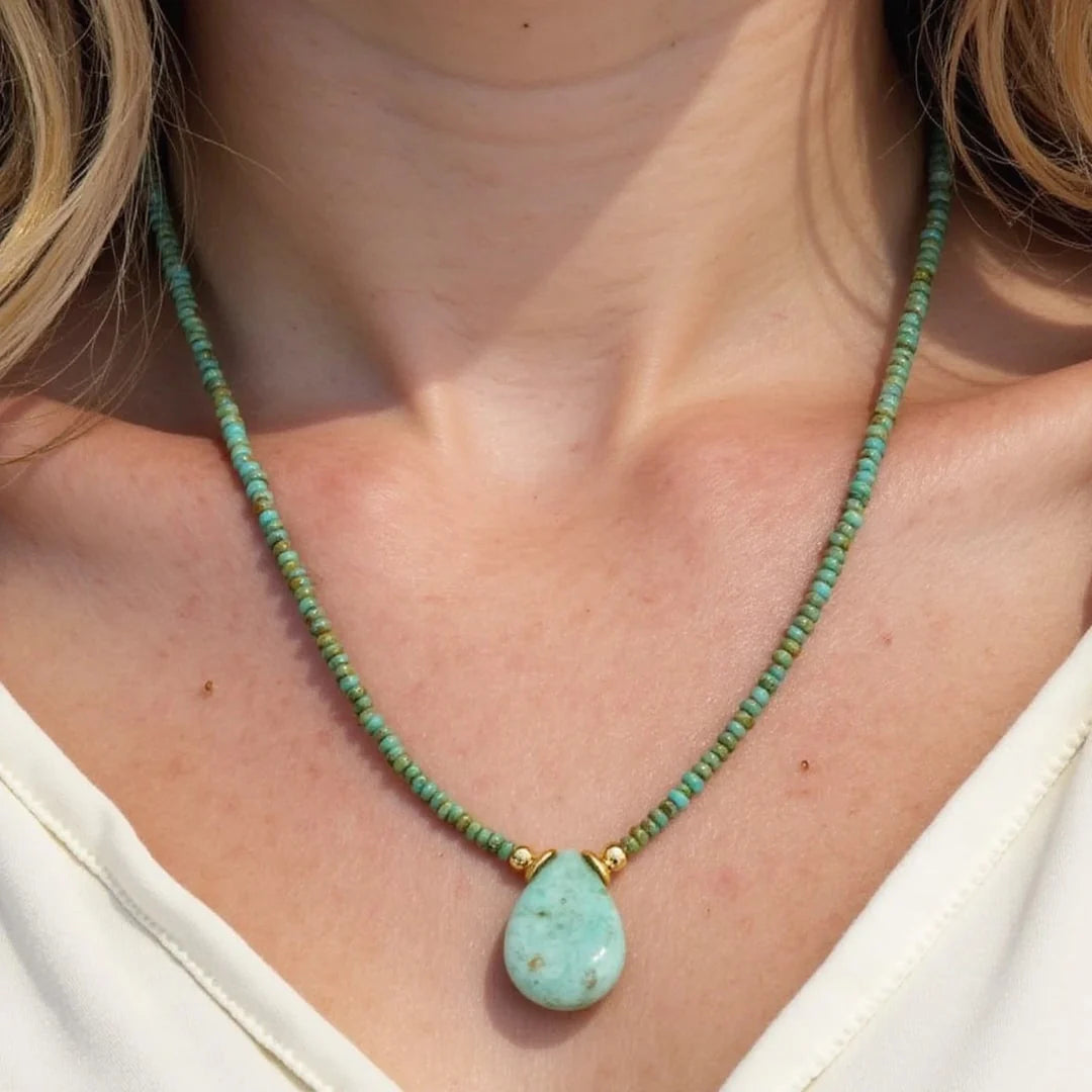 Collier en Amazonite & Perles de Jaspe "Caresse d'Alizé"