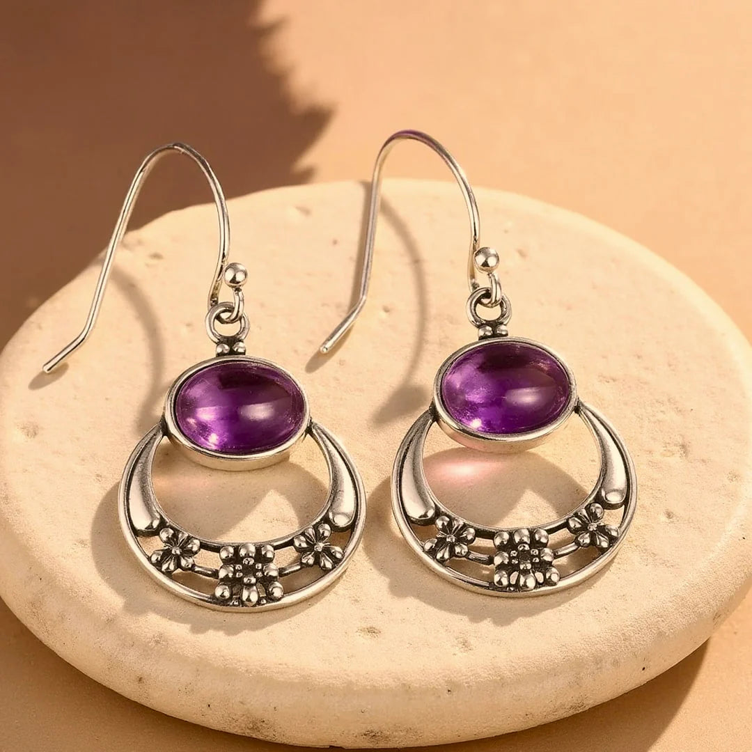Boucles d’Oreilles en Améthyste & Argent - Présage Féminin