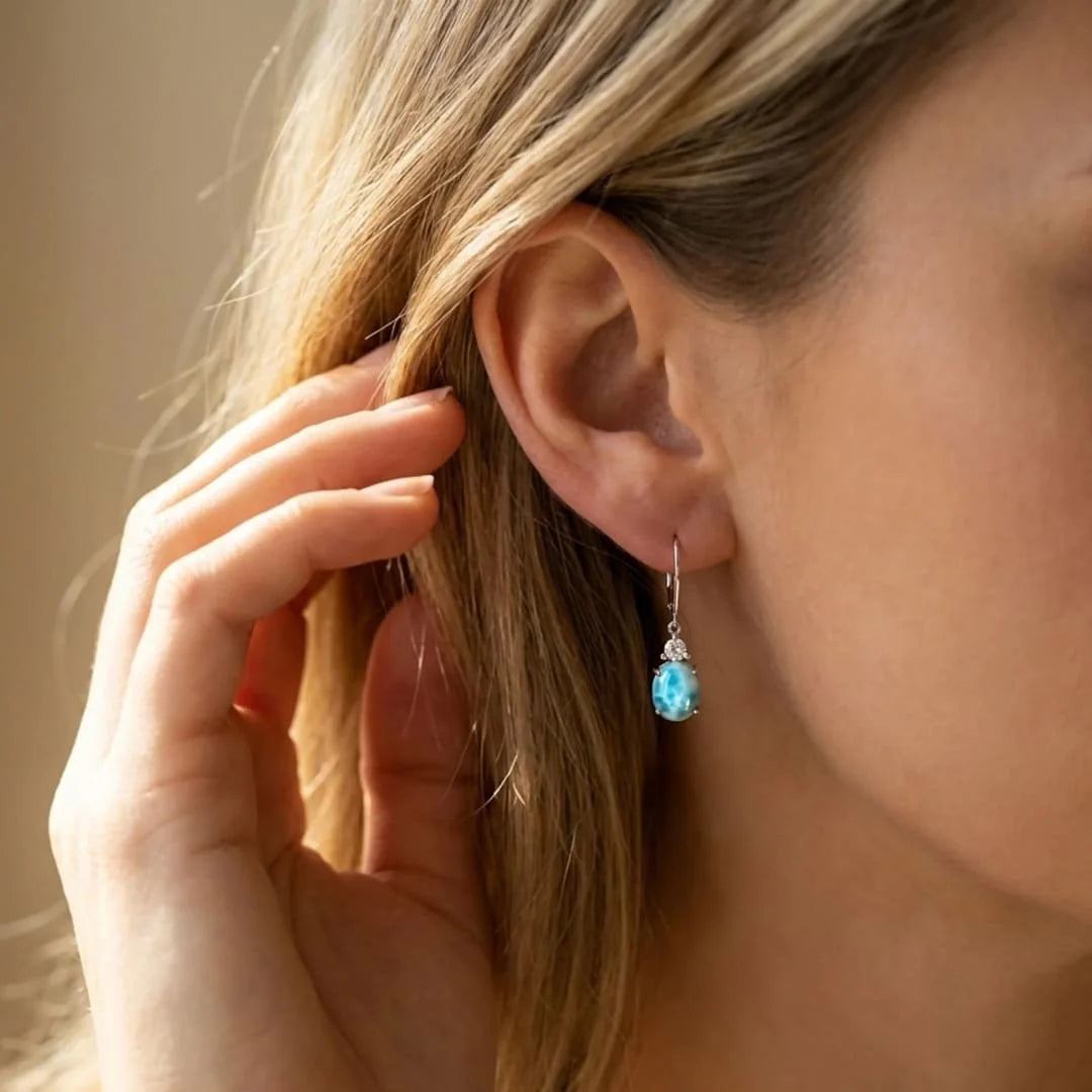 Boucles d’Oreilles en Larimar - Lagon Paisible