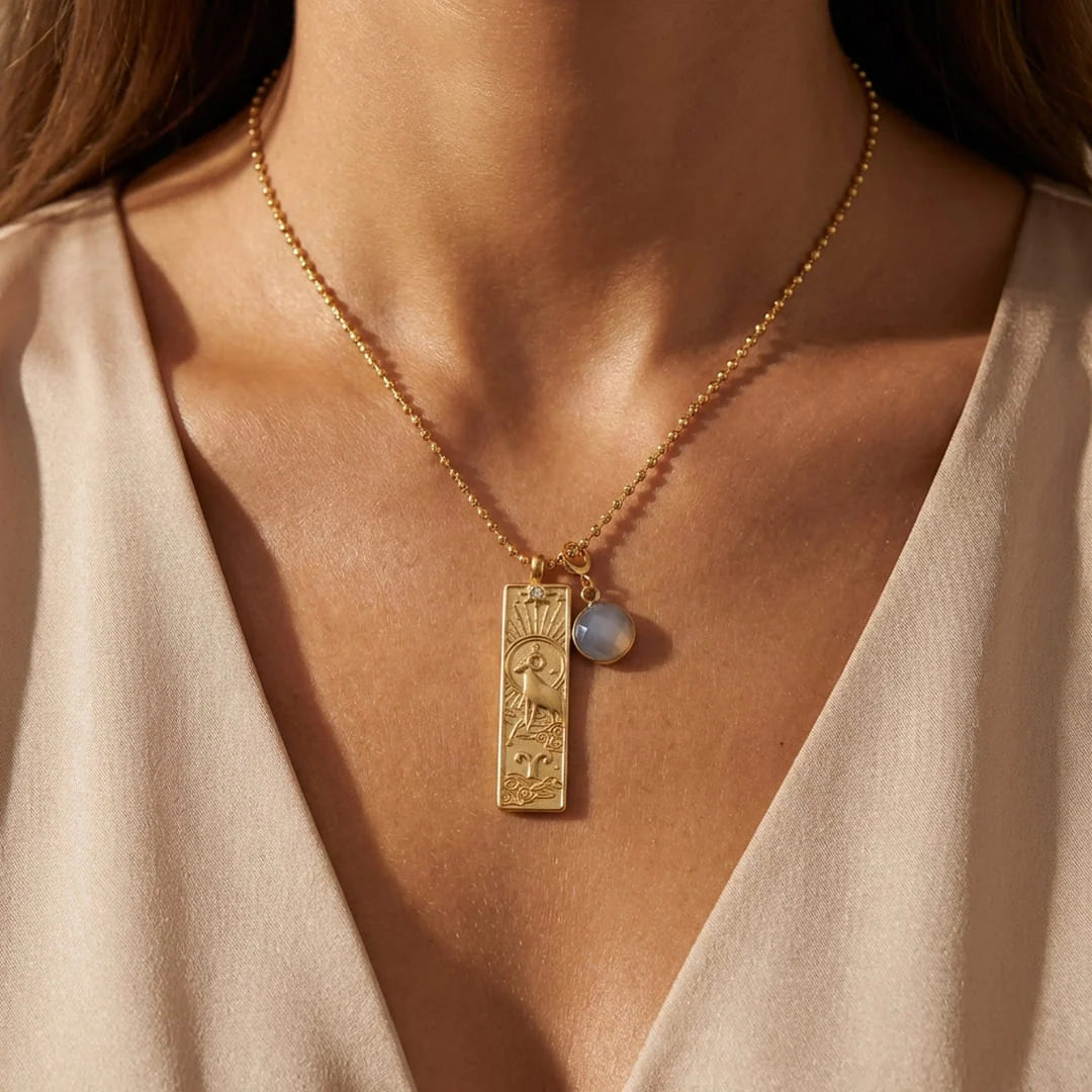 Collier Pendentif - Signe Astrologique & sa Pierre Naturelle