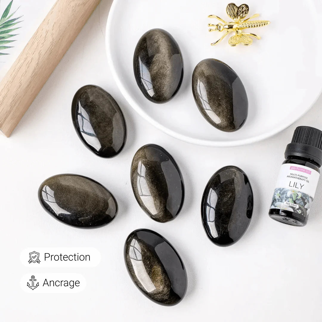 Galet en Obsidienne Dorée - Abondance & Protection