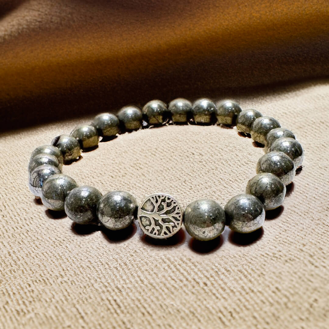 Bracelet en perles rondes de Pyrite - Lumière d’Opulence