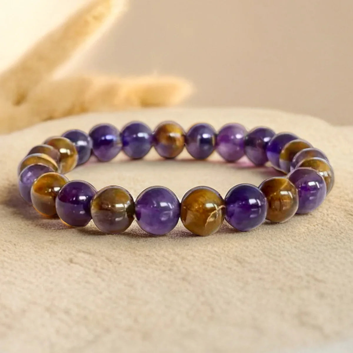 Bracelet "Libération" en Oeil de Tigre & Améthyste