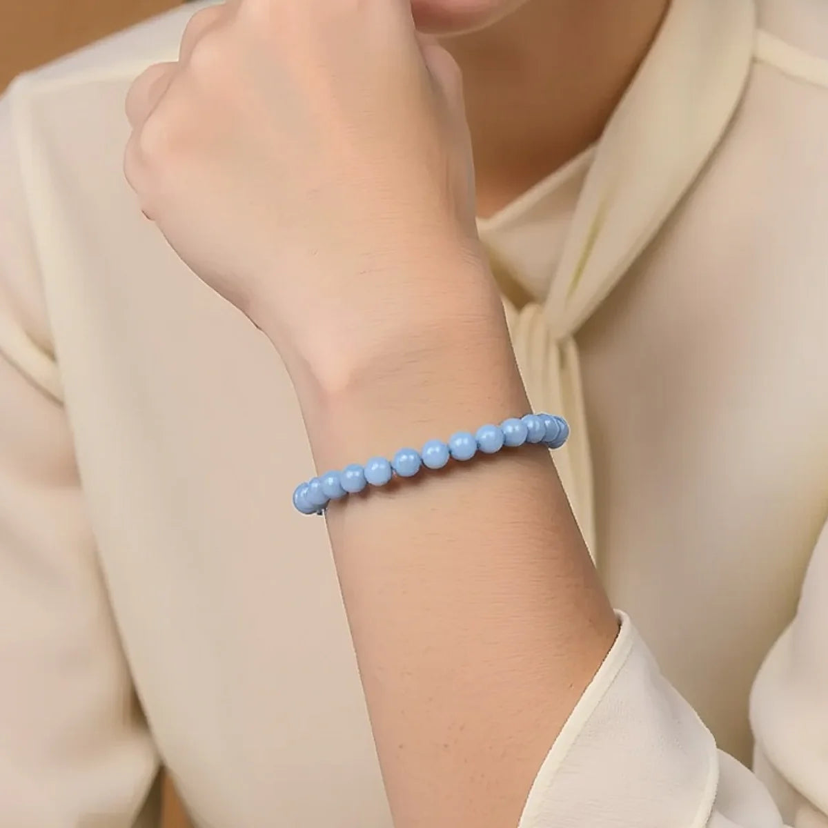 Bracelet en perles d'Angélite - Guidance Céleste