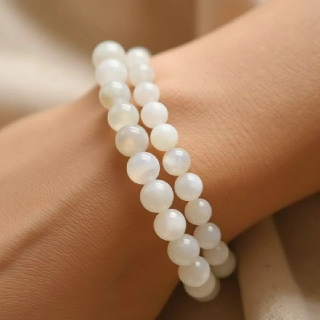 Bracelet en perles de Pierre de Lune - Voile d’Aurore