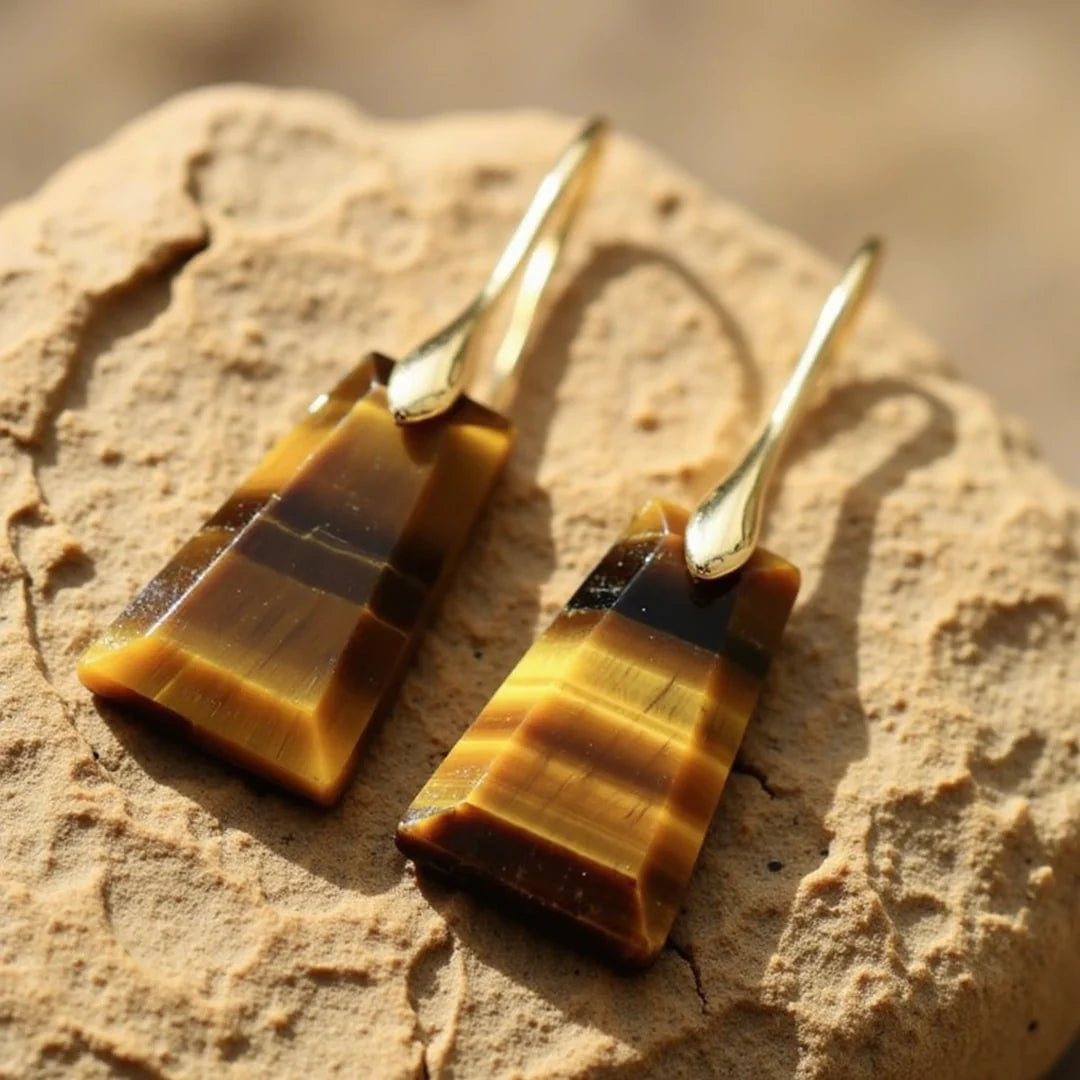 Boucles d'Oreilles en Oeil de Tigre - Expression Féline