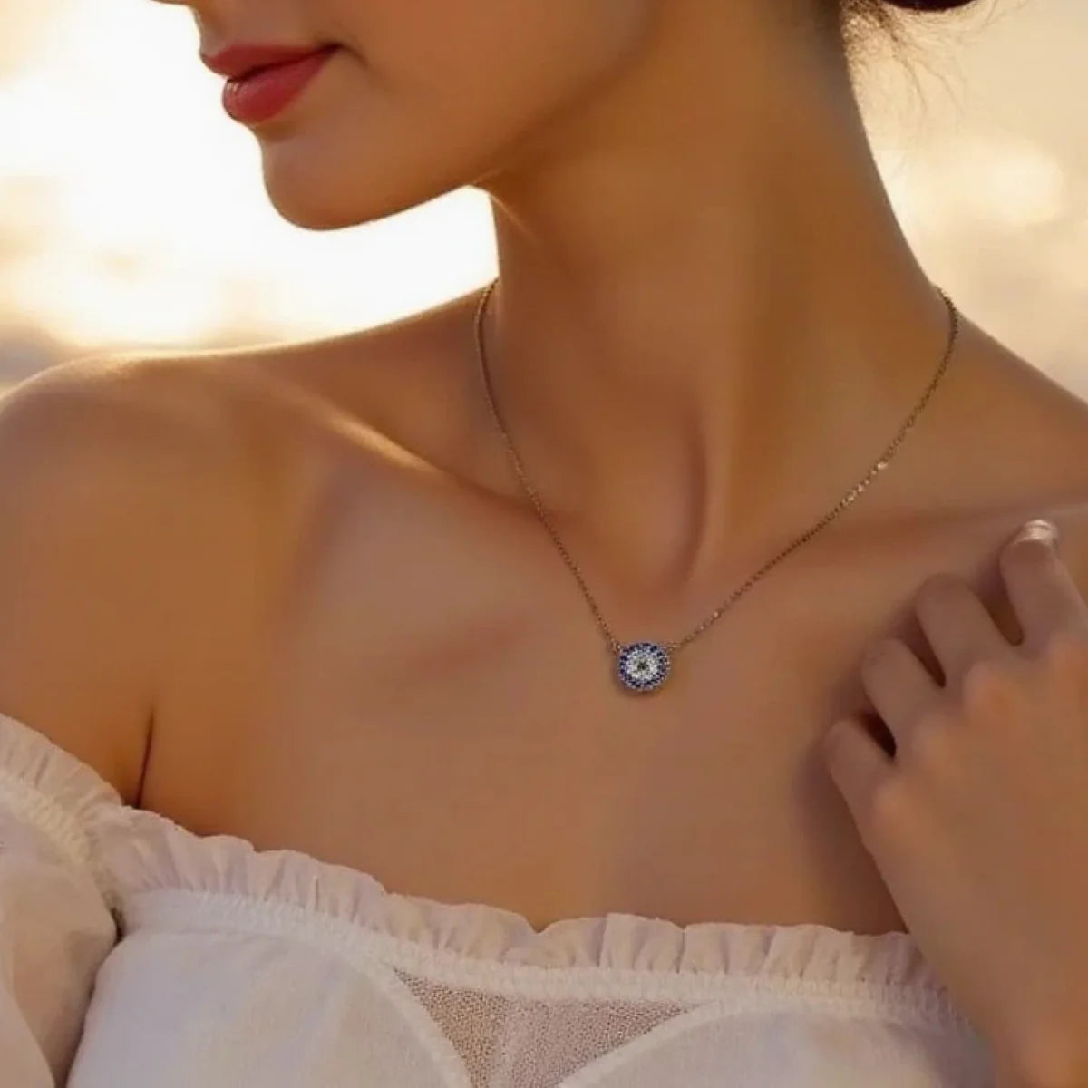 Collier "Œil Bleu Protecteur" en Argent