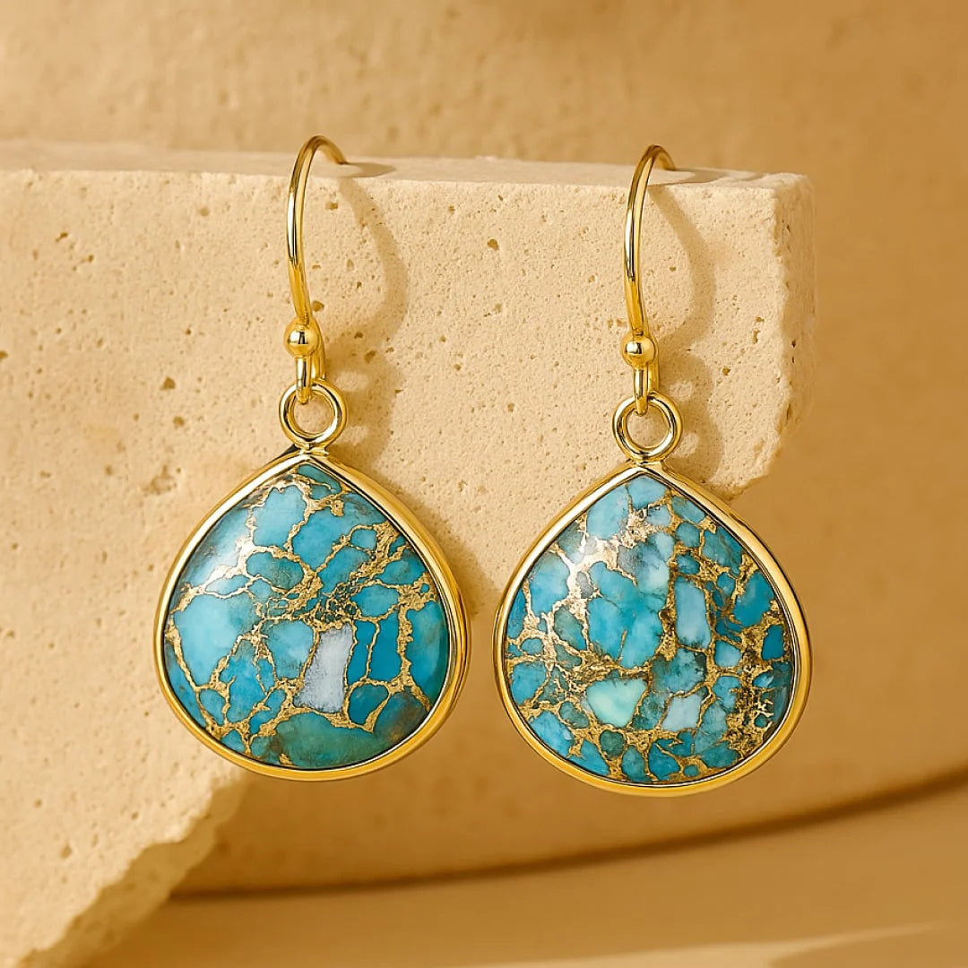 Boucles d'Oreilles "Goutte d'Eau" en Turquoise