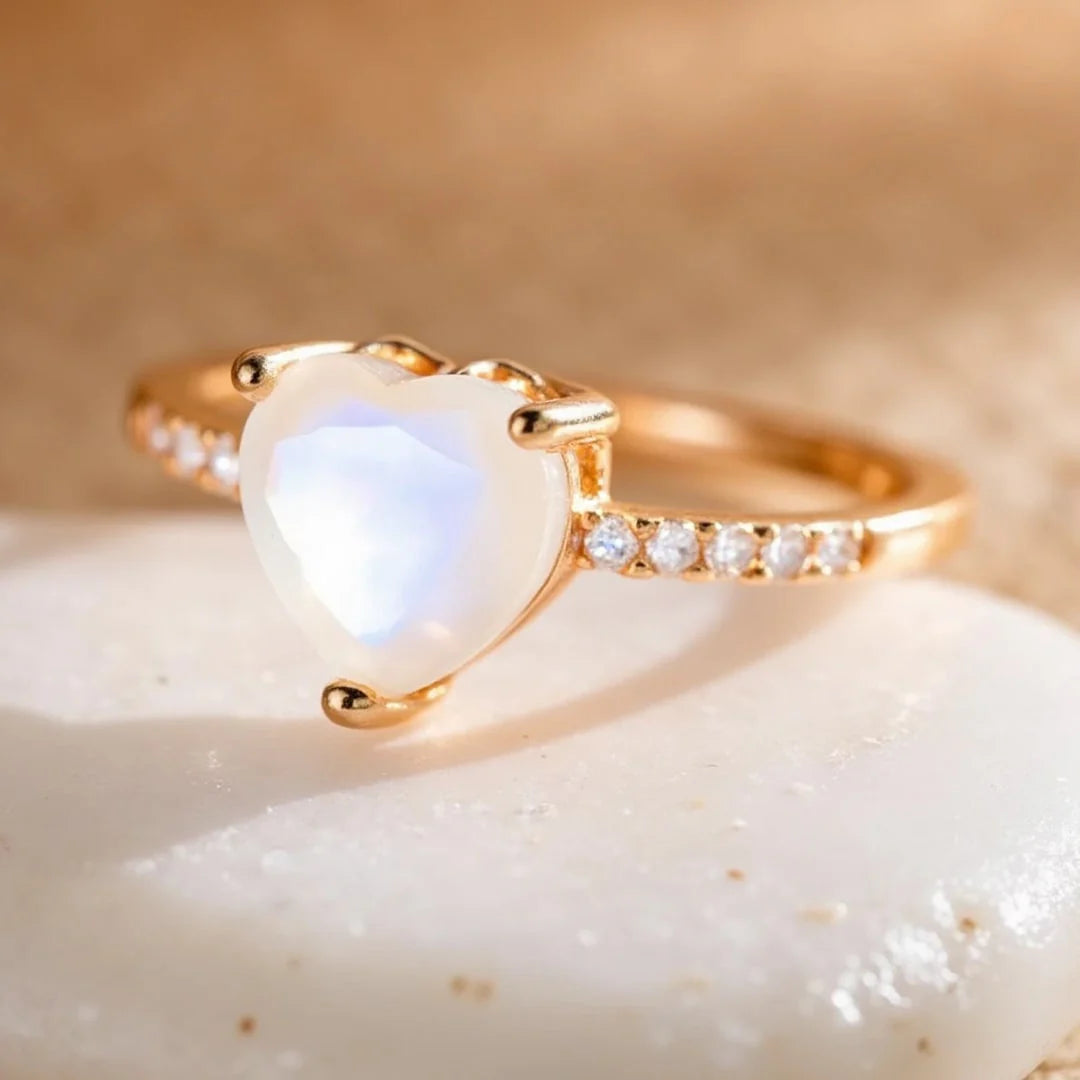 Bague "Cœur de Princesse" en Pierre de Lune & Argent