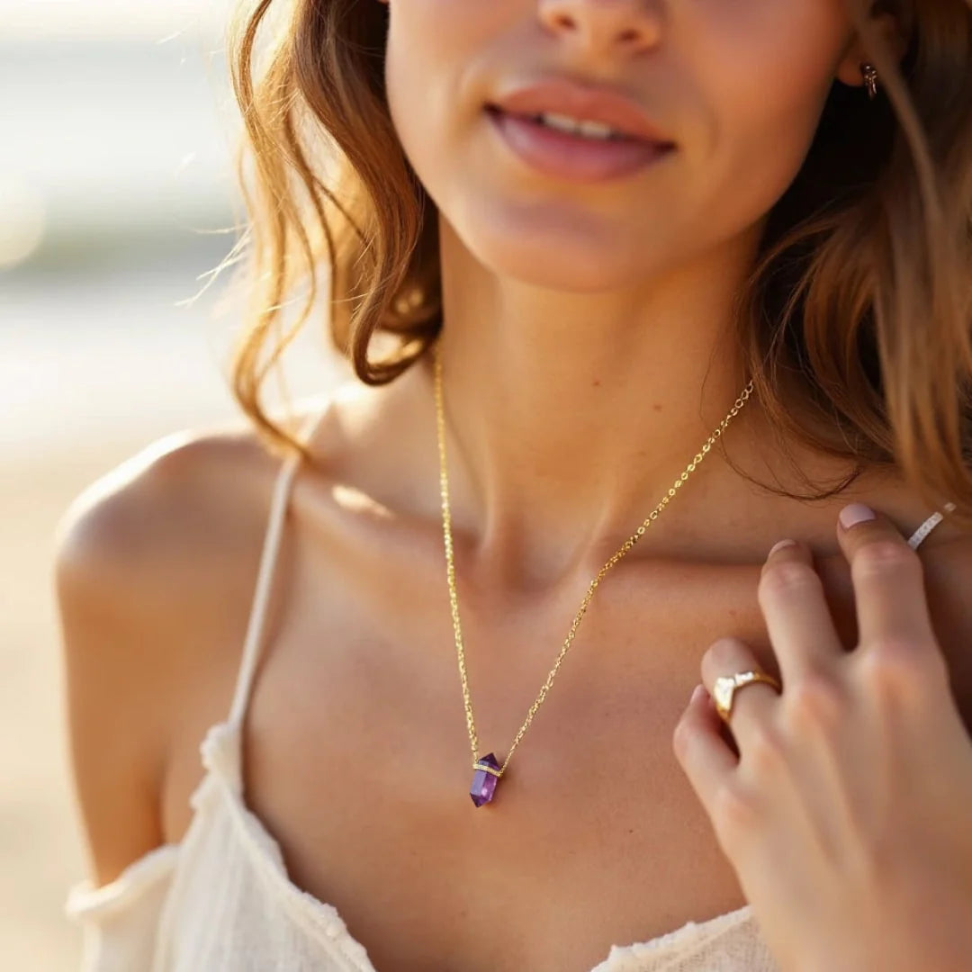 Pendentif Pointe en Pierres Naturelles - Balance Intérieure