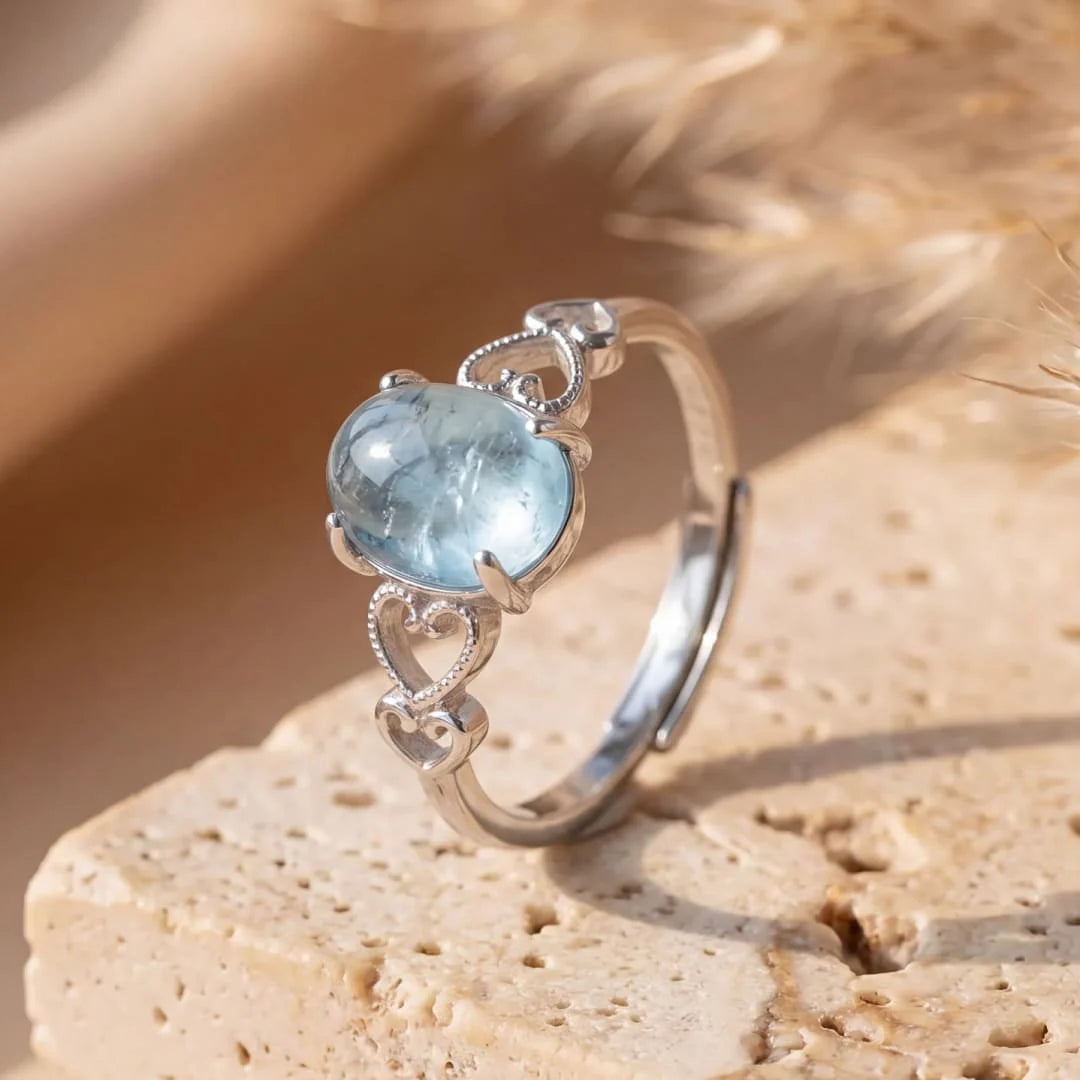 Bague Ajustable en Aigue-Marine - Joyau des Mers