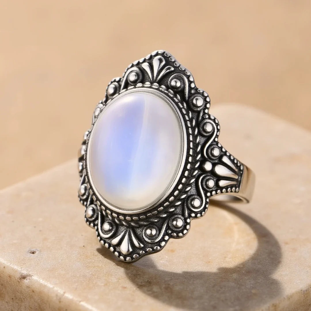 Bague en Pierre de Lune & Argent - Présage