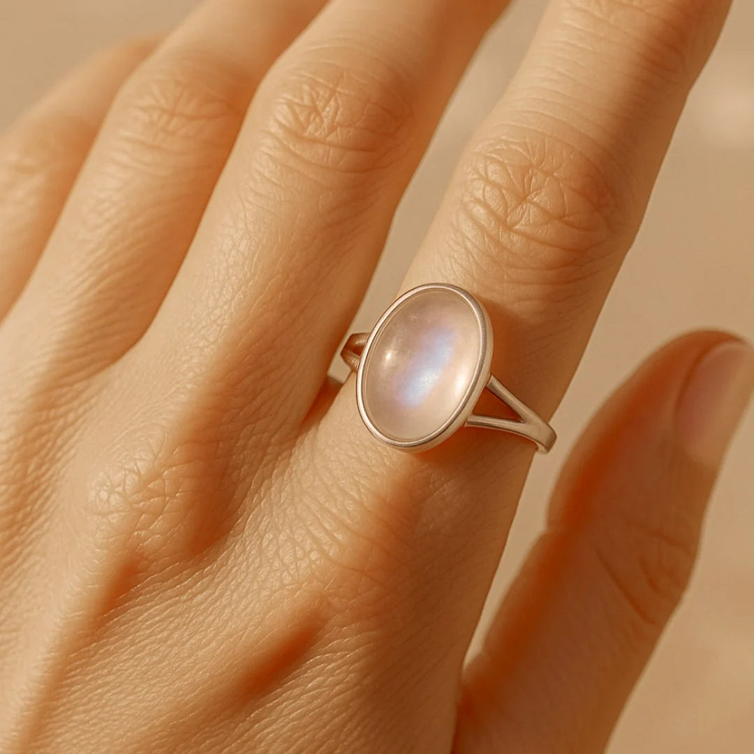 Bague en Pierre de Lune & Argent - Éveil de Lune