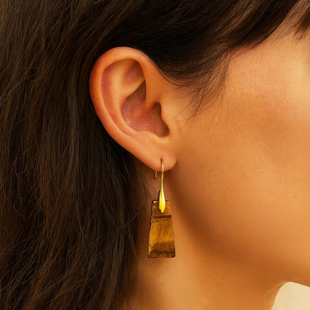 Boucles d'Oreilles en Oeil de Tigre - Expression Féline